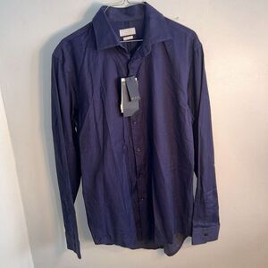 Zara Man Collar Button Up Shirt  US Size L Blue‎ Pattern, Slim Fit